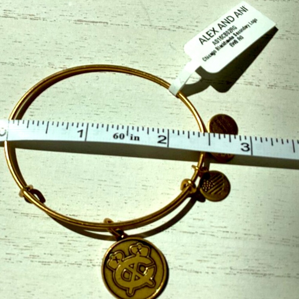 NWT NHL Chicago Blackhawks Antique Gold Alex and Ani Adjustable bangle w/ box - Picture 4 of 5